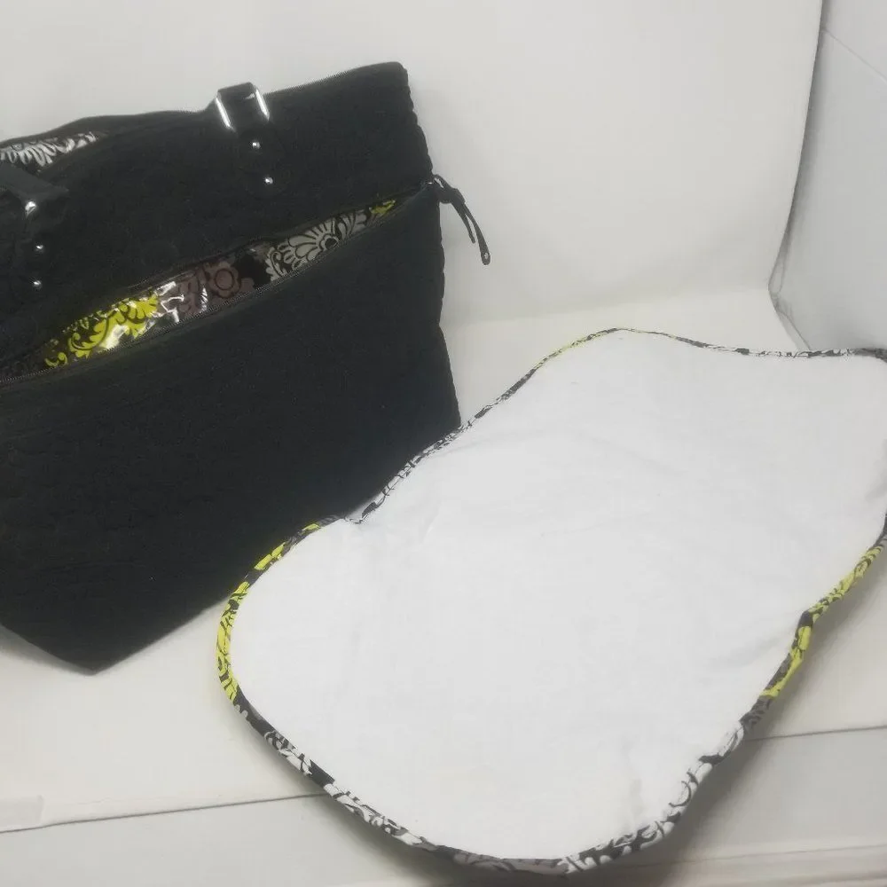 Vera Bradley Ultimate Baby Quilted Performance Twill Black Diaper Bag Change Pad